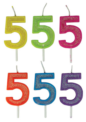 Small Glitter Number Candles - # 5