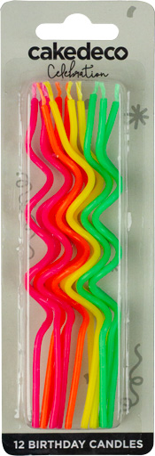 Neon Spaghetti Birthday Candles-Asst