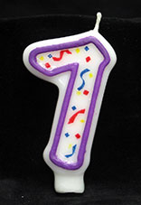 Purple/White Number Candle # 7