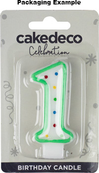 Green/White Number Candle - #1