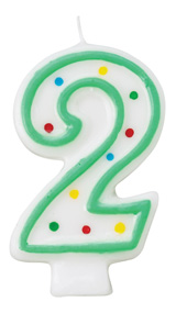 Green/White Number Candle - #2