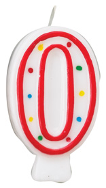 Red & White Number Candle - #0