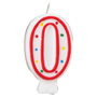 Red & White Number Candle - #0