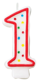 Red & White Number Candle - #1