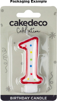 Red & White Number Candle - #2