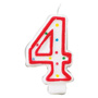 Red & White Number Candle - #4