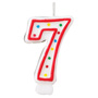 Red & White Number Candle - #7