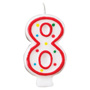 Red & White Number Candle - #8